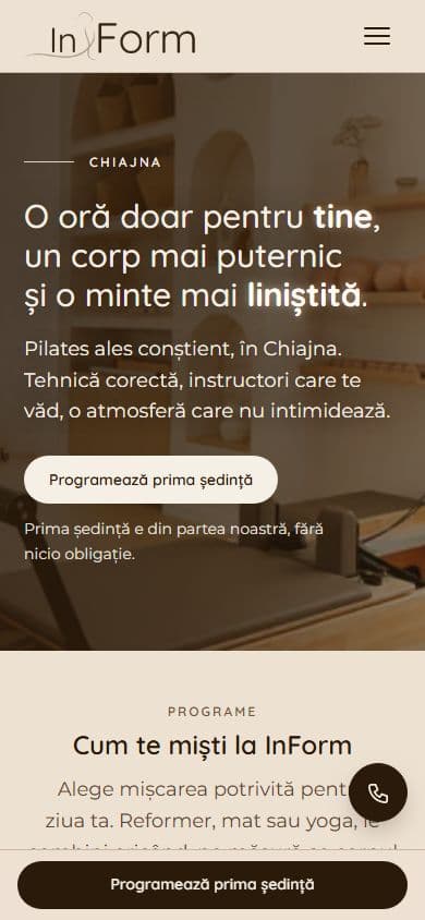 InForm Studio on mobile